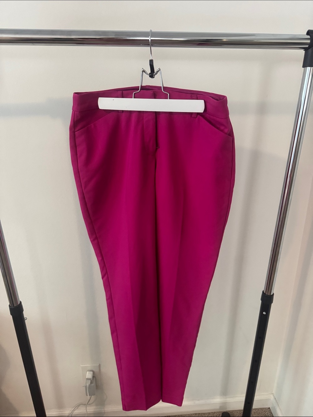 Express Women's Magenta Tailored Trousers. Publicist Ankle Mid Rise